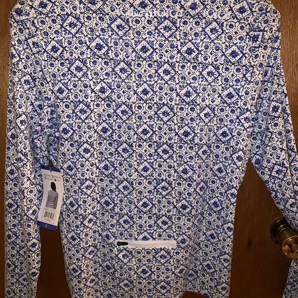 New Blue Patterned Swim Shirt - Picture 3 of 4